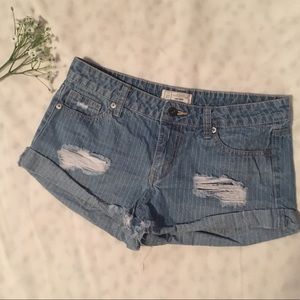 Blue Asphalt Distressed Denim Shorts